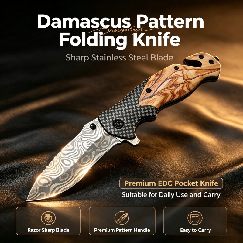 Damaszener-Muster Klappmesser  – Edc Daily Carry Bewertung und Preis